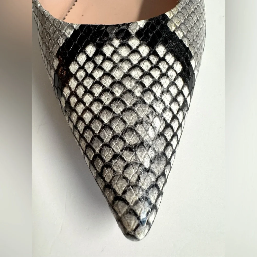 J Crew- Lucie Black and white snake embossed leather pump.Made in Italy.Size 10